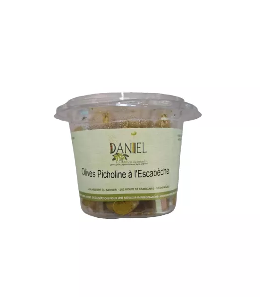 Olives vertes Picholine du Gard escabèche 250gr